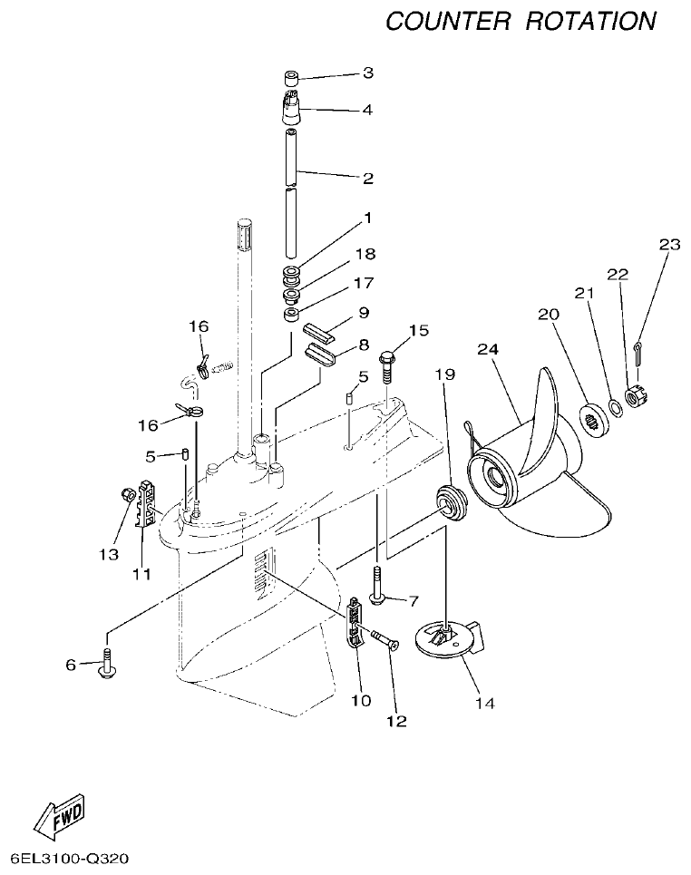Yamaha F115B, FL115B, FL115BET LOWER CASING & DRIVE 4 parts diagram